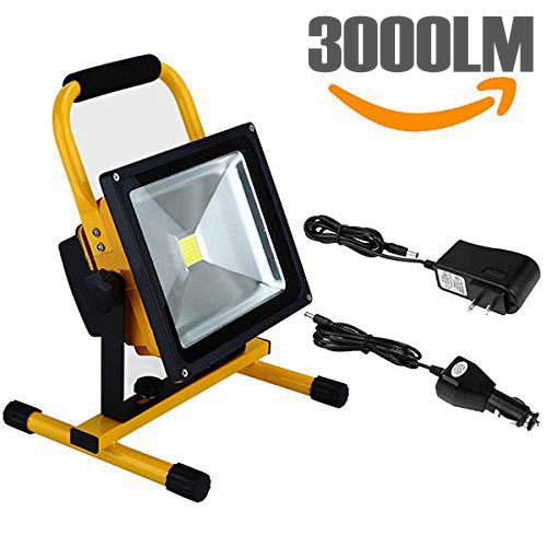 Eurus Home Spotlights Work Lights Outdoor Camping Lights 30Watt LED Flood Light 5000K White IP65 Waterproof Portable Cordless Rechargeable Emergency LightEnergy Class A