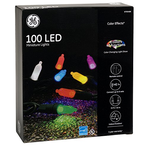 GE Color Effects 100-Count 33-ft Multi-Function Color Changing Mini LED Plug-in IndoorOutdoor Christmas String Lights ENERGY STAR