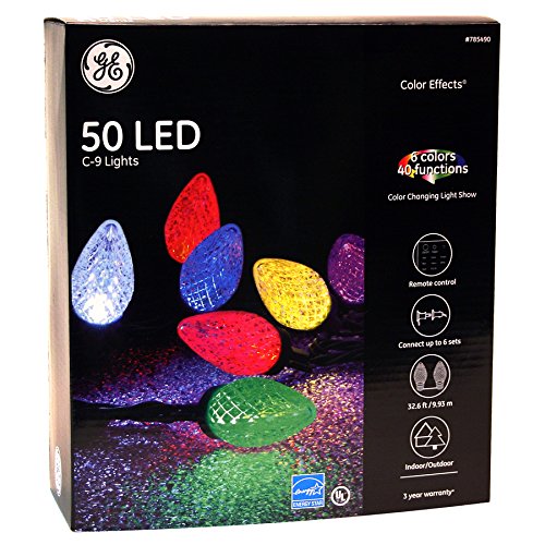 GE Color Effects 50-Count 3267-ft Multi-Function Color Changing C9 LED Plug-in IndoorOutdoor Christmas String Lights ENERGY STAR