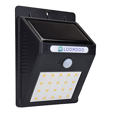 Loomdoo Solar Light 20 Led - Super Bright Solar Energy Powered Weatherproof Outdoor Lighting - No Wiring Necessary