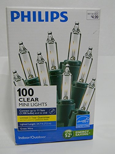 Philips 100 Red Mini String Lights Energy Star 247 ft on Green Wire Christmas Valentines Patio