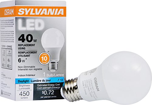 Sylvania 40w Equivalent Led Light Bulb A19 Lamp 1 Pack Daylight Energy Savingamp Longer Life Value Line