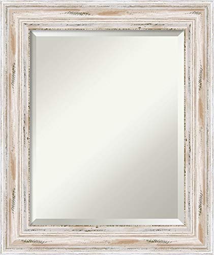 Amanti Art Framed Mirrors for Wall  Alexandria White Wash Mirror for Wall  Solid Wood Wall Mirrors  Small Wall Mirror 2112 x 2512