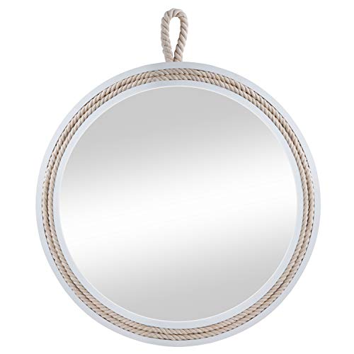 Decor Trends 114 Beautiful Nautical White Wooden Framed Round Decorative Wall MirrorSmall Round Hanging Wall Mirror for All Occasions