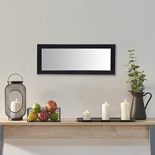 Pinnacle Frames and Accents Small Decorative 4 Inch x 12 Inch Mirror with Classic Black Frame