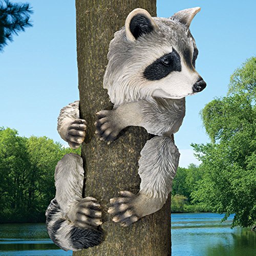 Bits and Pieces - Raccoon Tree Hugger - Garden Peeker Yard Art - Whimsical Tree Face Garden Decoration