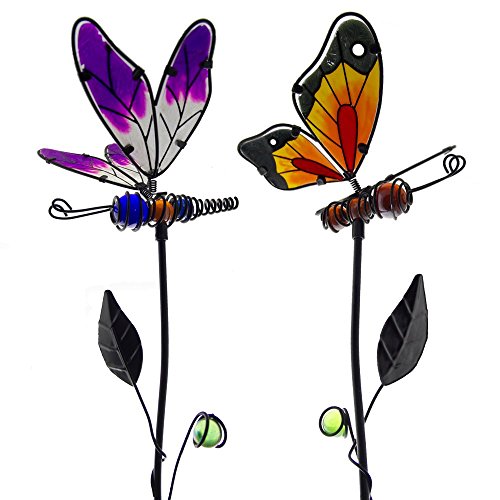 Decorative Butterfly And Dragonfly Garden Stakes - Handmade Yard Art Ornaments Ideal For Outdoor Patio Decor