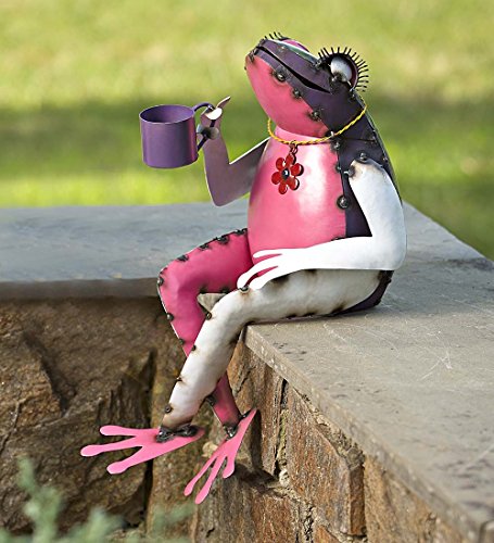 Recycled Metal Tea Frog Garden Art