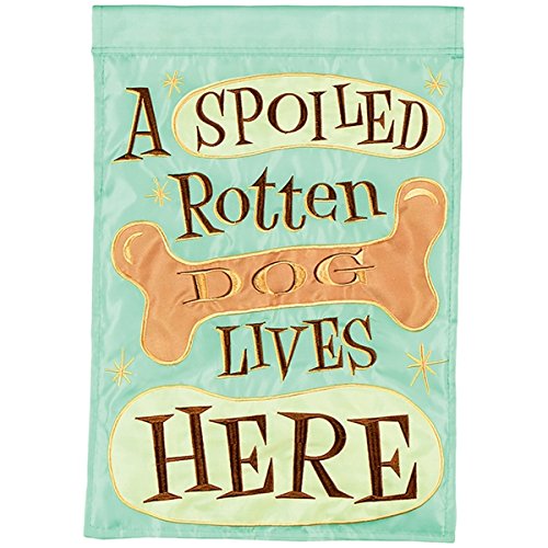 Carson Home Accents Double Applique Garden Flag Spoiled Dog