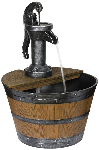 Garden Accents by Beckett Water Pump with Lighted Barrel Fountain