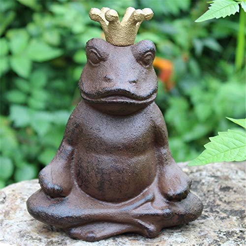 Monkibag Sculpture Garden Cute Frog Cast Iron Decorative Garden Small Art Iron Sculpture Romantic Animal Metal Statue for Home Office Outdoor Yard Cafes Courtyards Store Color  C1 Size  As Shown