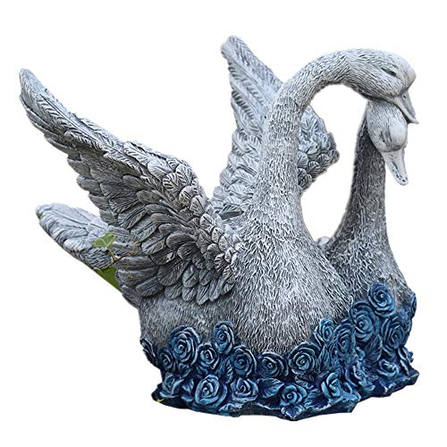 Monkibag Sculpture Garden Oversized Couple Swan Flowerpot Art Garden Decoration Plant Pot Ornaments Balcony Landscape Sculpture Color  Blue Size  52x46x47cm