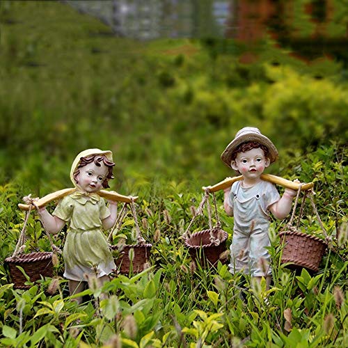 Shirleyle-Hohar HouseDwelling Garden Ornament Outdoor Garden Sculpture Floor Stand Art Craft Decoration Villa Cartoon Resin Character Decoration Ornament Decoration for Home Garden Path Lawn