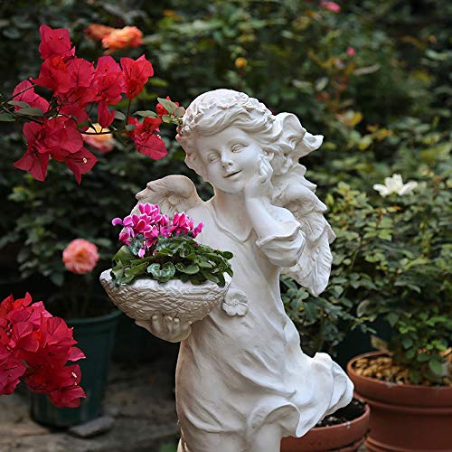 Zxcvlina-GG Outdoor Garden Decoration Floor Stand Art American Country Resin Character Angel Sculpture Decoration Ornament Patio Ornaments Color  White Size  30x25x65cm
