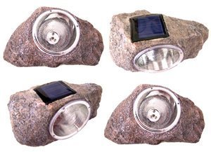 2 Pack Solar Powered Rock Outdoor Garden Accent Pathway Deck Dock Patio Landscape Light