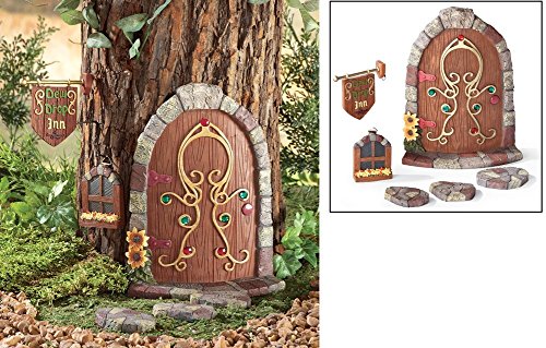 A Six Pieces Set Cute Dew Drop Inn Fairy Gnome Tree Decoration OutDoor Garden Accent