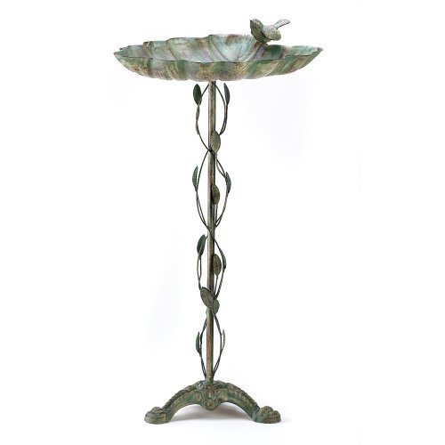 koehler Home Decor Outdoor Garden Accent Verdigris Leaf Metal Birdbath