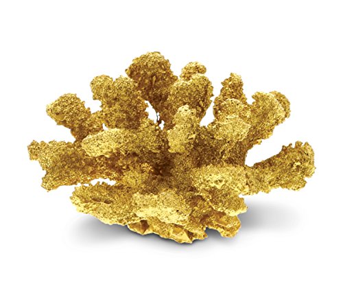 CoTa Global Gold Coral Tabletop Decorative Figurine Intricate Meticulous Detailing Resin Art Handcrafted Hand-Painted Decoration Figure Nautical Coastal Beach Ocean Sea Life Theme Home Accent Decor