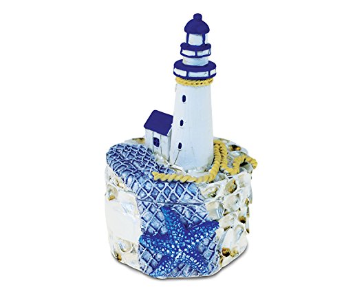 Puzzled Resin Lighthouse with Blue Starfish Jewelry Box 425 Inch Figurine Intricate Meticulous Detailing Art Trinket Accessory Storage Tabletop Accent Nautical Ocean Sea Life Theme Home Décor