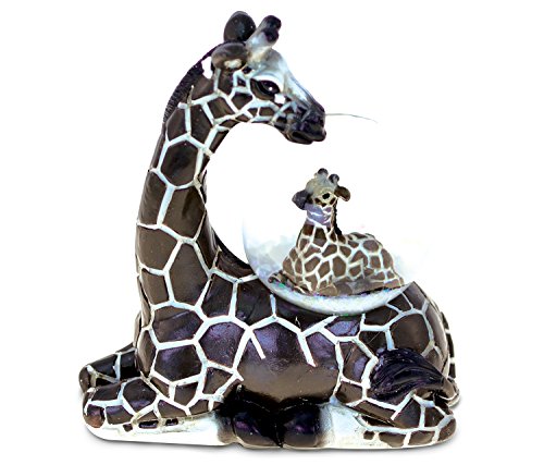 Puzzled Resin Stone Giraffe Snow Globe 45mm 39 Inch Tall Figurine Intricate Meticulous Detailing Art Handcrafted Tabletop Accent Sculpture Centerpiece Mountain Wildlife Themed Home Décor