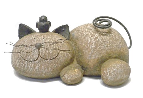 Fun Express Resting Cat Stone Whimsical Garden Accent - Lightweight Resin