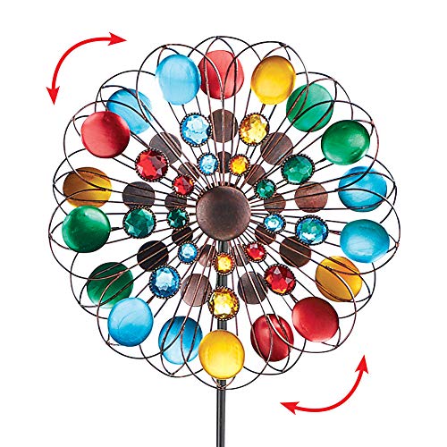 Collections Etc Multicolor Sparkling Double Spinner Yard Stake Fun Outdoor Decorative Yard Accent