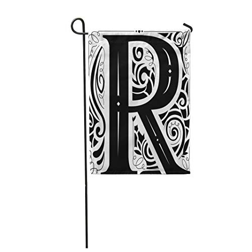 Semtomn Garden Flag ABC of Vintage Monogram Featuring The Letter R Accent 28x 40 Home Decor Waterproof Double Sided Yard Flags Banner for Outdoor