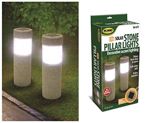 Unbranded 2 Solar Stone Pillar LED Lights Pathway Garden Yard Accent Walkway Landscape New