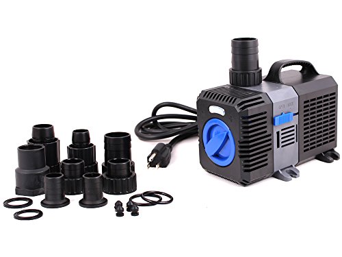 TMS Adjustable Submersible Inline Fish Tank Fountain Aquarium Waterfall Koi Filter 1375 GPH Pond Pump