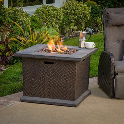 Clark Outdoor 32-inch Square Liquid Propane Fire Pit with Lava Rocks