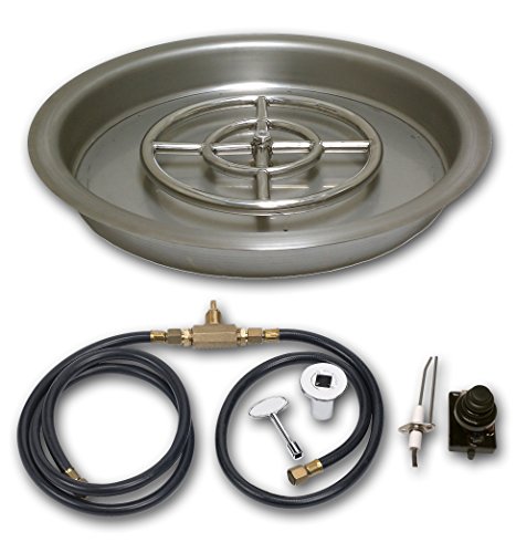 American Fireglass 19 inch Round Drop-In Fire Pit Pan With Spark Ignition Kit Natural Gas Version
