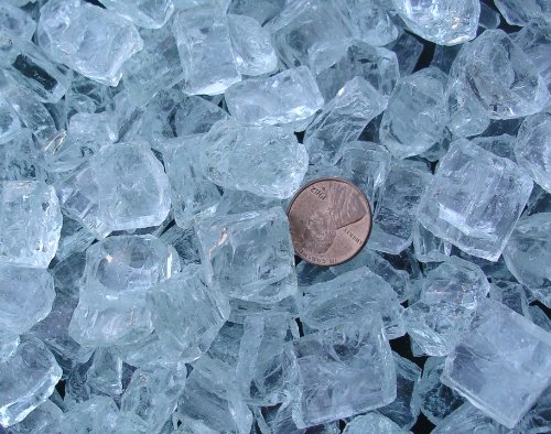 Fireplace Fire Pit Glass Chunky ~34&quot Clear With Slight Aqua Tint 10 Lb