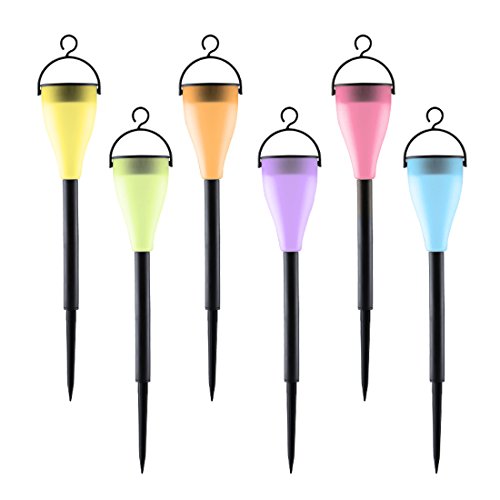Solar Landscape Lighting - Garden Stake Light Pathway Light- RGB Outdoor Lighting for Path Patio Lawn Balcony Drive Way- Weather and Water Resistant - Pack of 6