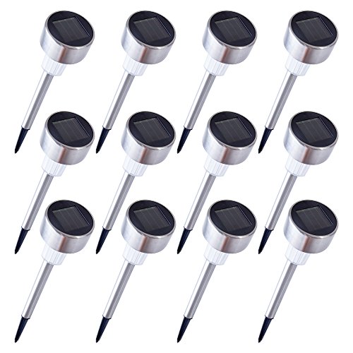 Solar Lights Outdoor 12Pack Path lights Yard Night Light Stainless Steel Led Pathway Landscape Garden Lighting for Decor Easy InstallationWaterproofSnow Rain ResistantXmas