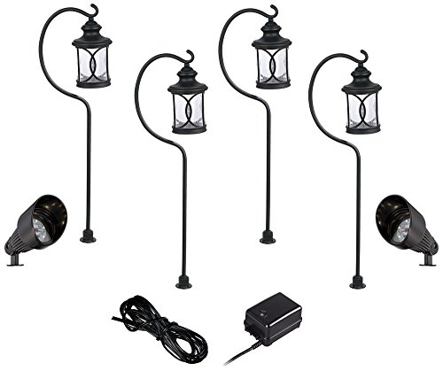 Capistrano Black 4-Path 2-Spot LED Landscape Lighting Kit