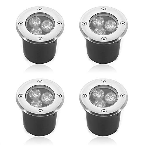 tento Ground Landscape Lights Low Voltage Lighting 3W In Ground Well Lights 12V-24V Landscape Lighting for Driveway Deck Outdoor Garden Lights Warm White 4 Pack