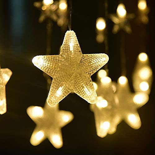 Jsmhh LED Indoor String Lights Star Shape Plug-in Warm White Fairy Lamp Room Layout Curtain Low-Voltage Lamp Size  2M114 Light