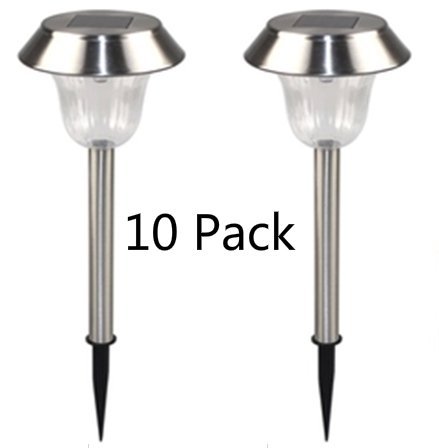 KAPATA Stainless Steel Solar Pathway Lights Super Easy to Install-No Wires Outdoor LED Garden Lighting Energy Savin Pack of 10Pcs