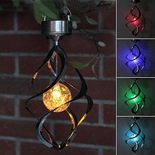 AGPtEKÂ Solar Power light Wind Spinner LED Light Outdoor Garden Courtyard Hanging Lamp Lawn Light