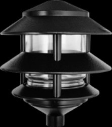 RAB Lighting LL322B Incandescent 3 Tier Lawn Light A-19 Type 75W Power 1220 Lumens 120VAC Black