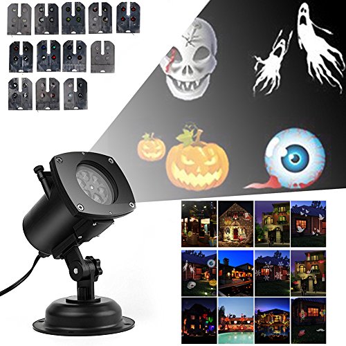 Hosyo Motion Landscape Lights Projector Led Spotlights120v Waterproof With 12pcs Switchable Pattern Lens For Christmas