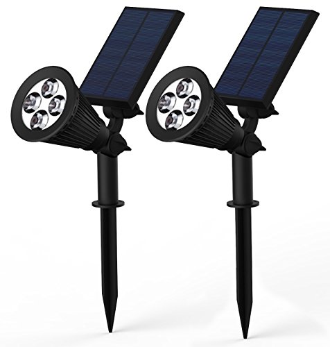 Lemontec 2-in-1 Adjustable 4 Led Wall  Landscape Solar Lights With Automatic Onoff Sensor 2 Pack