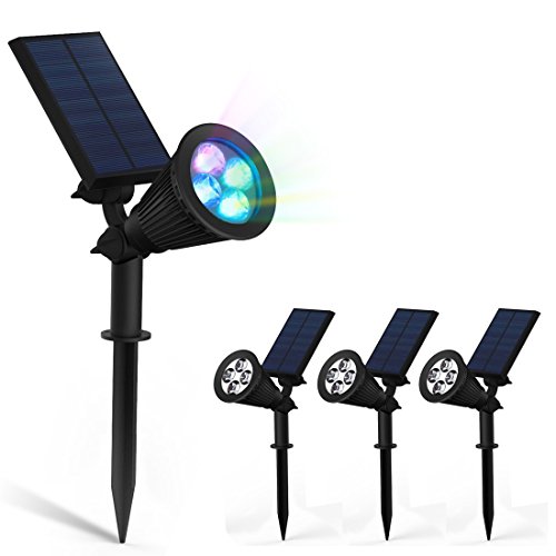 ZEEFO 4Pack LED Solar Wall Lights180Â° Adjustable Waterproof 200 Lumens Solar Outdoor Spotlight Security Night Lights For Landscape Lighting Driveway YardLawn Pathway Garden DeckChanging Color