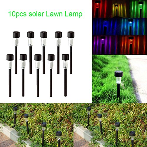 Bleiou 10x Solar Powered Led Light Path Night Outdoor Lawn Garden Yard Landscape Spot Lamp Colorful