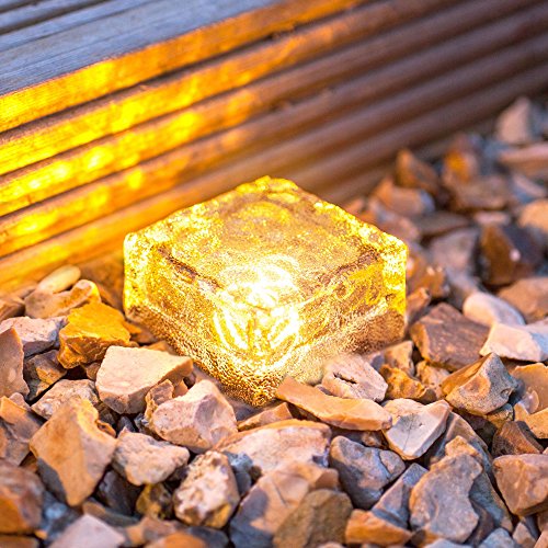 Frosted Glass Brick Paver Garden Light1 unit  4 LED IMAGE Waterproof Ice Cube Rocks Solar light for Outdoor Path Road Square Yard Warm White