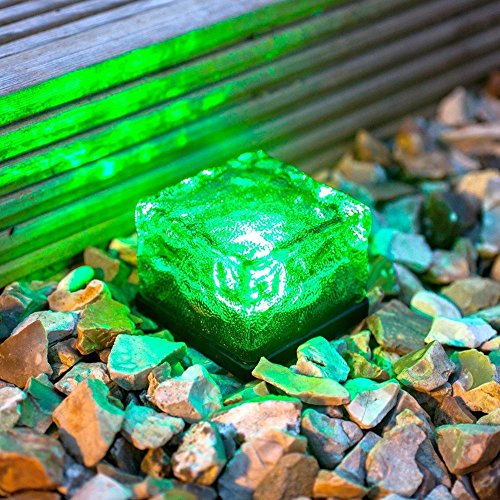 Wonfast&reg Waterproof Solar Path Ice Cube Rocks Led Frosted Glass Brick Paver Garden In-groud Buried Light For Outdoor