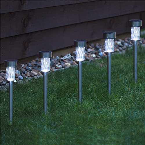 Pathway Light 5pcs Garden Outdoor Stainless Steel LED Solar Landscape Path Lights Yard Lamp Hk Low Voltage Deck Lights