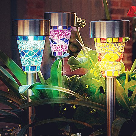 3Pack Mosaic Solar Lights Outdoor Sogrand 3 Color Mosaic Lens Solar Garden LightsSolar Pathway Lights Solar Walkway Lights Solar Path Lights Solar landscape lights