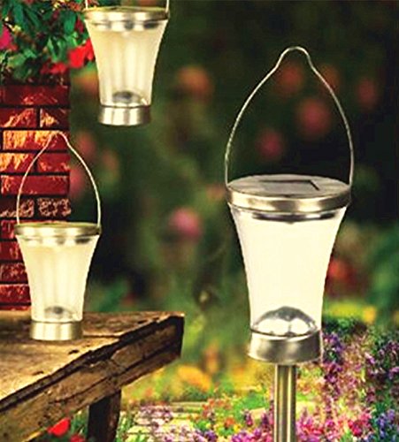 6pcs-Pack Solar Lanterns Hanger Stake Two Way Installation Sogrand Outdoor Solar Lights for Walkway Solar Path Lights Solar landscape lighting Solar Garden Lights Hanging Lights