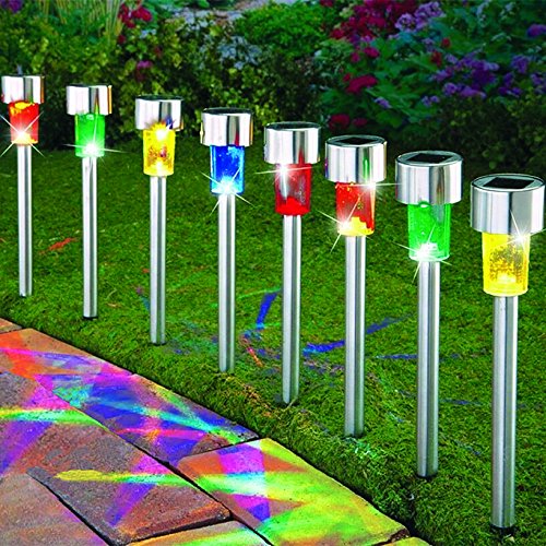 8pcs-Pack 4Color Stainless Steel Outdoor Solar Lights for Walkway Sogrand Solar Pathway Lights Solar Garden Lights Solar Walkway Lights Solar Garden Lights Solar Path Lights Solar landscape lights